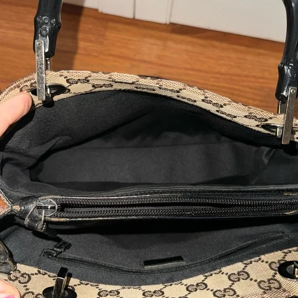 AUTHENTIC GUCCI Vintage GG Canvas Bamboo Tote (Tom Ford Era) 2way rare🎍 - Picture 6 of 13